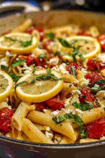 Bright and fresh 30 Minute One Pot Pasta loaded with lemon, basil, and roasted tomatoes.