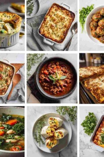 A delicious collection of freezer meals; from hearty casseroles to comforting soups