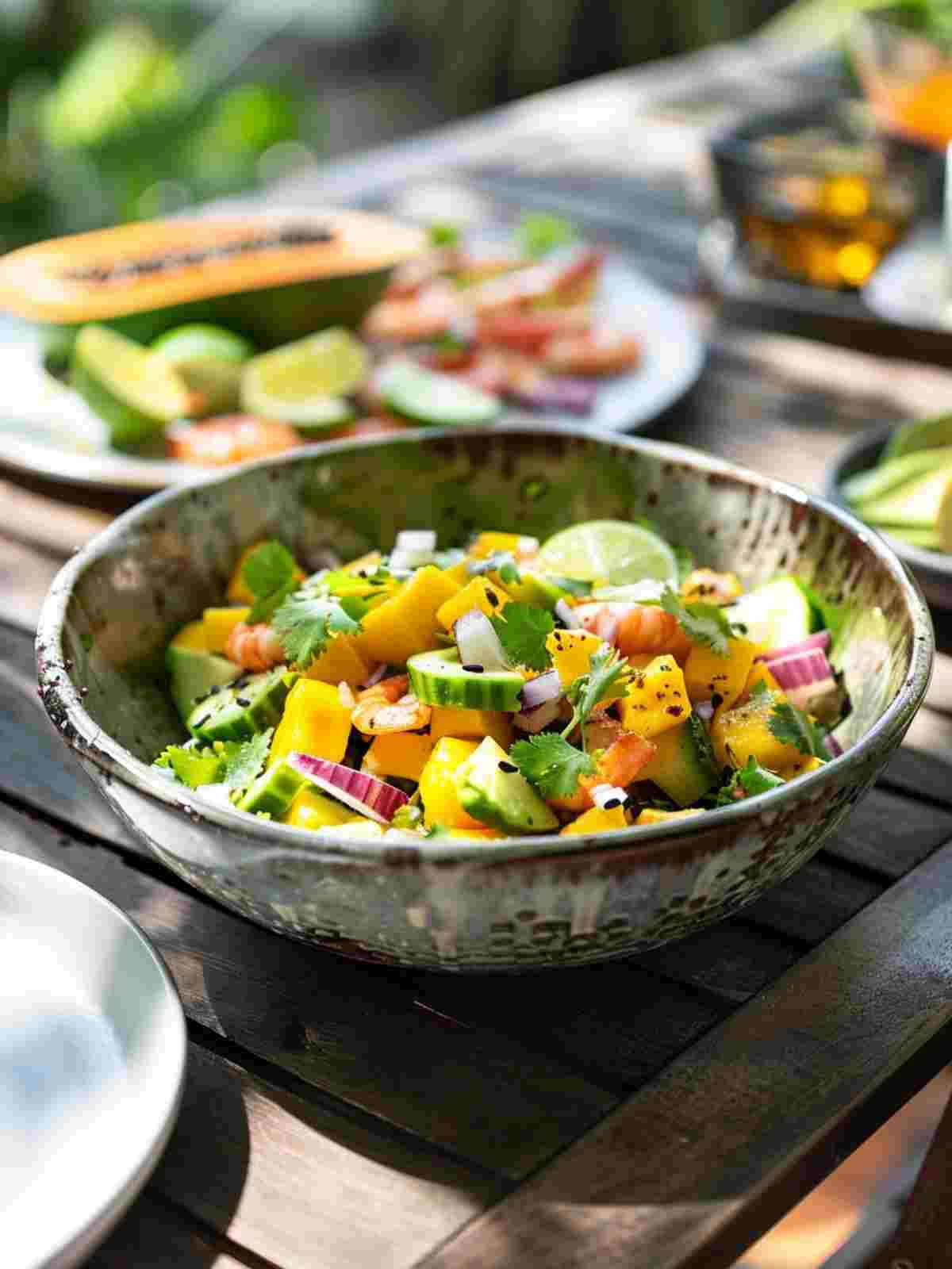 mango avocado salad served as a fresh summer side dish
