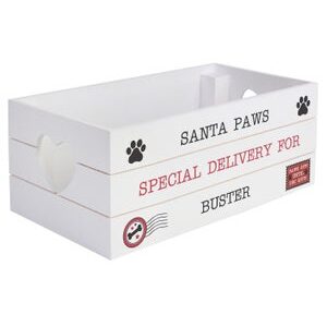 Personalised Memento Company White Wood Santa Paws Crate