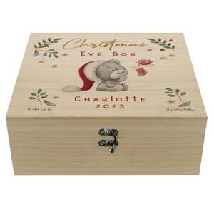 Personalised Memento Company Wood Winter Christmas Eve Tiny Tatty Teddy Large Keepsake Box